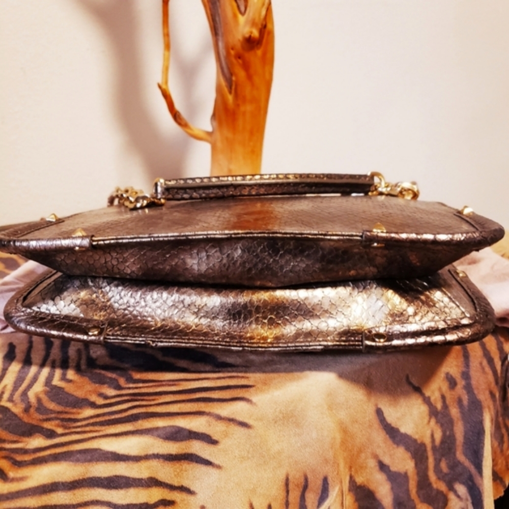 Botkier Met. Python Emb. Ltr Matte Gold Accents H… - image 3